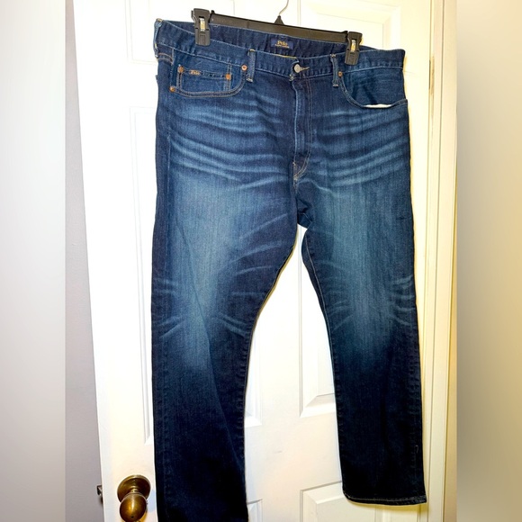 Polo Ralph Lauren Jeans The Sullivan Slim Size 40X30 Distressed Dark Wash - Picture 1 of 11